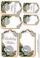 Silver Roses Birthday Wishes Sentiment Ink Saver Tag Sheet