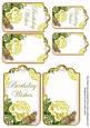 Lemon Roses Birthday Wishes Sentiment Ink Saver Tag Sheet