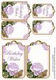 Lilac Roses Birthday Wishes Sentiment Ink Saver Tag Sheet