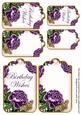 Purple Roses Birthday Wishes Sentiment Ink Saver Tag Sheet