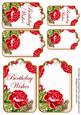 Red Roses Birthday Wishes Sentiment Ink Saver Tag Sheet