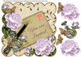 Lilac Roses Cream You Are Invited 8in Decoupage Topper