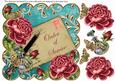 Dpink Rose Teal Order of Service 8in Decoupage Topper