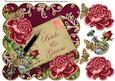Dpink Roses Hpink Bride & Groom 8in Scallop Decoupage Topper