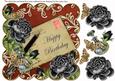 Black Roses Sun Happy Birthday 8in Decoupage Topper