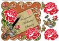 Red Roses Burnt Mothering Sunday 8in Decoupage Topper