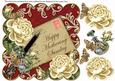 Cream Roses Claret Mothering Sunday 8in Decoupage Topper