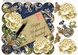 Cream Roses Navy Mothering Sunday 8in Decoupage Topper