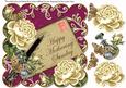 Cream Roses Cerise Mothering Sunday 8in Decoupage Topper