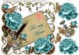 Teal Roses for My Mam White Ink Saver 8in Decoupage Topper