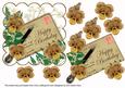 Tea Pansy Ink Saver Happy Birthday 6in Decoupage Topper