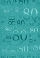 Teal Metallic 80th Birthday A4 Backing Paper