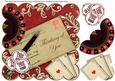 Red Roulette Thinking of You 8in Scallop Decoupage Topper
