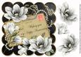 Silver Magnolia Blk Happy Anniversary 8in Decoupage Topper