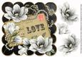 Silver Magnolia Blk Love 8in Decoupage Topper