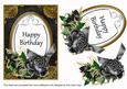 Black Rose Happy Birthday Oval 7x5in Floral Step by Step