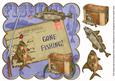 Blue Gone Fishing 8in Decoupage Topper