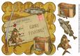 Gold Gone Fishing 8in Decoupage Topper