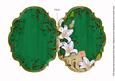 White Lily Swirls Dark Green 7x5in Fancy Bracket Folded Card