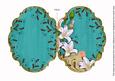 White Lily Swirls Teal 7x5in Fancy Bracket Folded Card