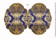 Blue Gold Damask 7x5in Fancy Bracket Folded Card