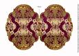 Cerise Gold Damask 7x5in Fancy Bracket Folded Card