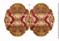 Red Damask 7x5in Fancy Bracket Folded Card