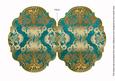 Teal Damask 7x5in Fancy Bracket Folded Card