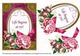 Cerise Rose Life Begins at 70! Oval 7x5in Step by Step