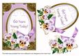Lilac Pansies 60 Years Young! Oval 7x5in Step by Step
