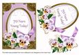 Lilac Pansies 70 Years Young! Oval 7x5in Step by Step