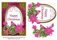 Cerise Poinsettia Happy Christmas Oval 7x5in Step by Step