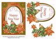 Borange Poinsettia Happy New Year Oval 7x5 Step by Step