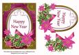 Cerise Poinsettia Happy New Year Oval 7x5 Step by Step