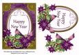 Purple Poinsettia Happy New Year Oval 7x5 Step by Step