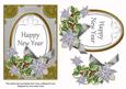 Silver Poinsettia Happy New Year Oval 7x5 Step by Step