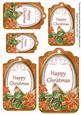 Borange Poinsettia Happy Christmas Sentiment Tag Sheet