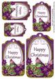 Dark Purple Poinsettia Happy Christmas Sentiment Tag Sheet