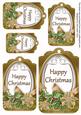 Gold Poinsettia Happy Christmas Sentiment Tag Sheet