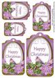 Lilac Poinsettia Happy Christmas Sentiment Tag Sheet