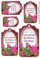 Cerise Poinsettia Across the Miles Sentiment Tag Sheet