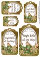 Gold Poinsettia Jingle Bells Sentiment Tag Sheet