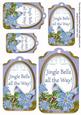 Pale Blue Poinsettia Jingle Bells Sentiment Tag Sheet