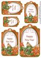 Borange Poinsettia Happy New Year Sentiment Tag Sheet