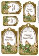 Gold Poinsettia Happy New Year Sentiment Tag Sheet