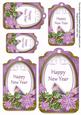 Lilac Poinsettia Happy New Year Sentiment Tag Sheet