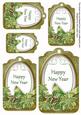 Olive Poinsettia Happy New Year Sentiment Tag Sheet