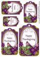 D Purple Poinsettia Happy Thanksgiving Sentiment Tag Sheet