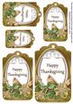 Gold Poinsettia Happy Thanksgiving Sentiment Tag Sheet