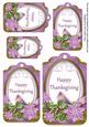 Lilac Poinsettia Happy Thanksgiving Sentiment Tag Sheet
